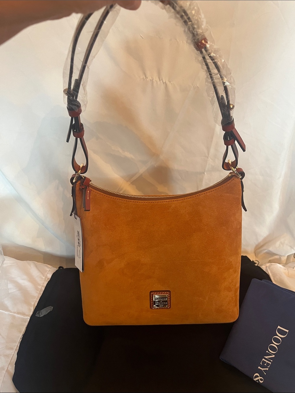 Dooney & Bourke Suede Shoulder Bag in Tan